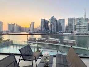 Sunset View Overlooking Burj Khalifa and Canal View